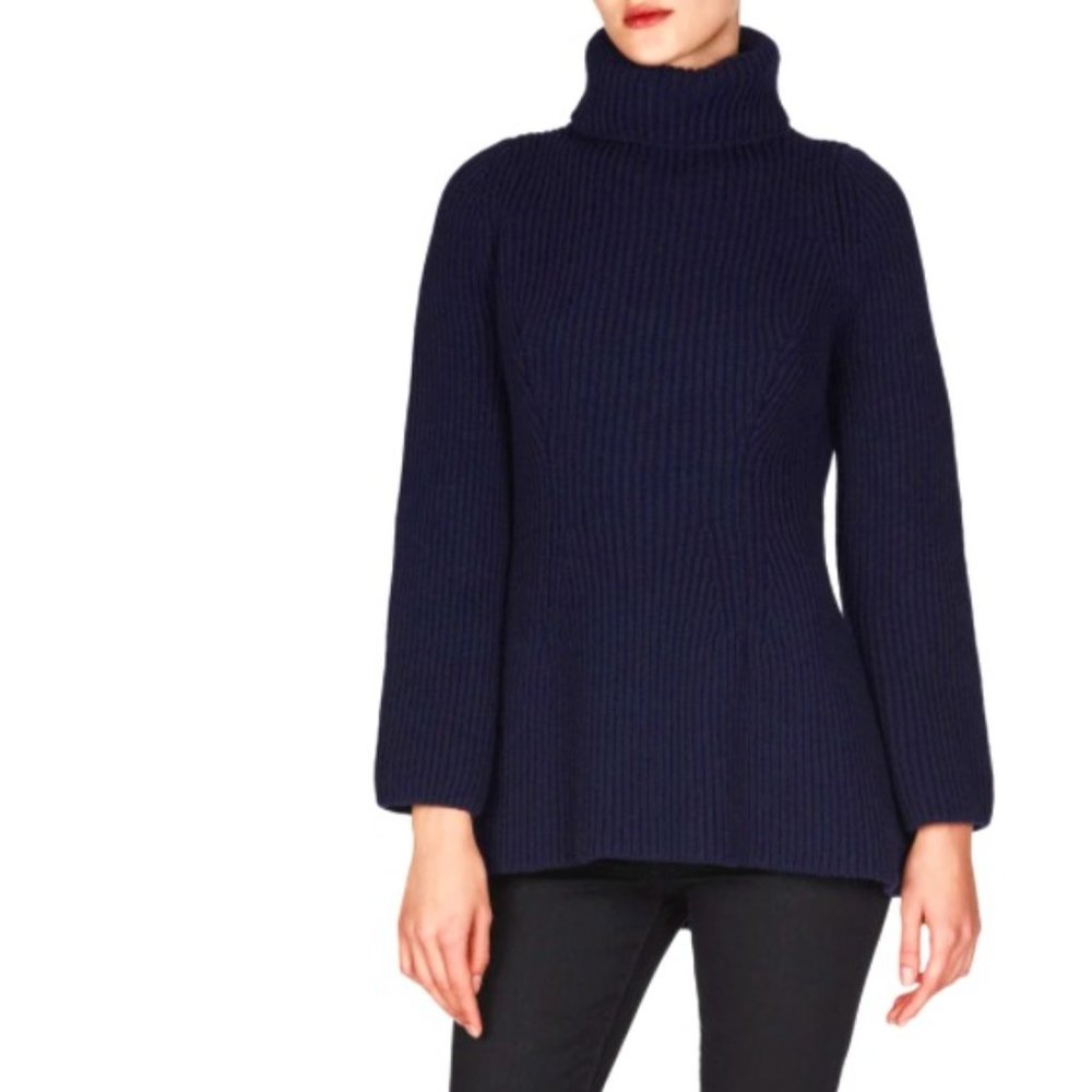 NEHERA Navy Chunky Turtleneck Wool Sweater